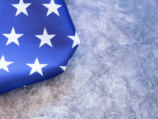 American flag detail on grunge background, Copy space  Independence day concept..