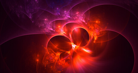 3D rendering abstract multicolor fractal light background