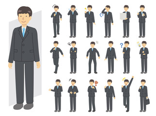 Men in suit illustration set