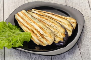 Grilled eggplant in the bowl