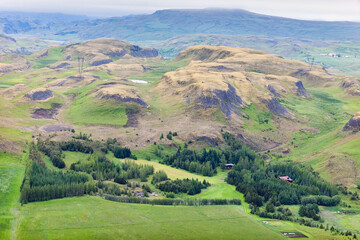 Fototapeta na wymiar aerial view over the hills in Iceland