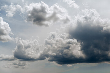 The sky is covered with clouds. .Weather before a thunderstorm
