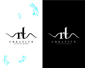 creative handwriting letter rt, tr  logo design template vector