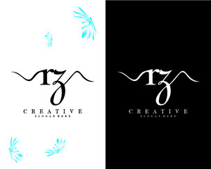creative handwriting letter rz, zr logo design template vector