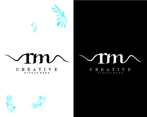 creative handwriting letter rm, mr logo design template vector