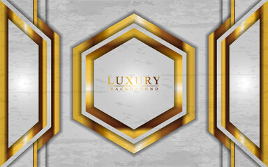 Modern luxury white and gold background with overlap layers design.