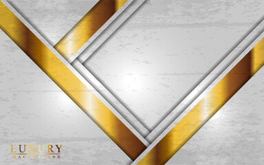 Modern luxury white and gold background with overlap layers design.