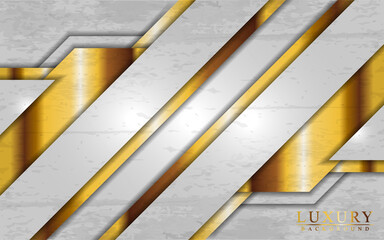 Modern luxury white and gold background with overlap layers design.