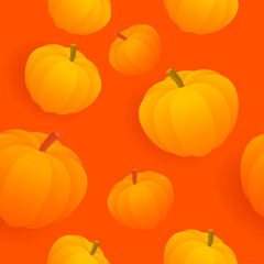 Pumpkins bright seamless pattern - background for drink, vitamines or natural food cover decoration