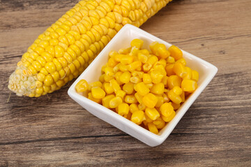 Young corn seeds in the bowl