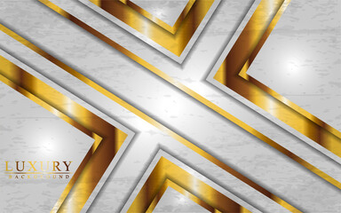 Modern luxury white and gold background with overlap layers design.