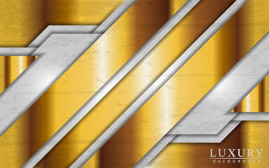 Modern luxury white and gold background with overlap layers design.