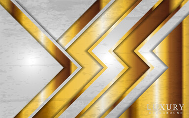 Modern luxury white and gold background with overlap layers design.