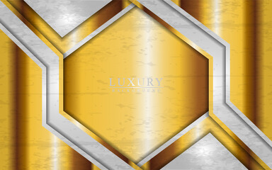 Modern luxury white and gold background with overlap layers design.