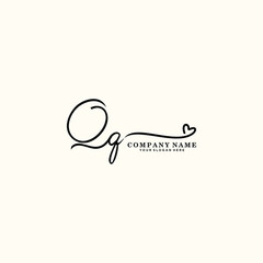 QQ initials signature logo. Handwriting logo vector templates. Hand drawn Calligraphy lettering Vector illustration.
