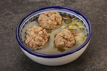 Soup with vegetables and meat balls