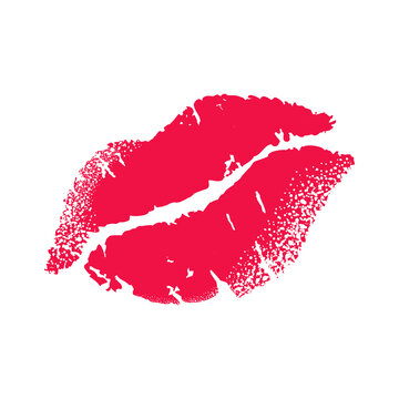 Lips female imprint. Kiss. For design of postcards, posters, banners. Vector isolated on a white background.