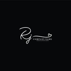 RJ initials signature logo. Handwriting logo vector templates. Hand drawn Calligraphy lettering Vector illustration.
