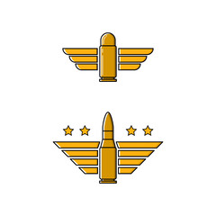 military symbol. bullets and wings logo with stars. army badge.
