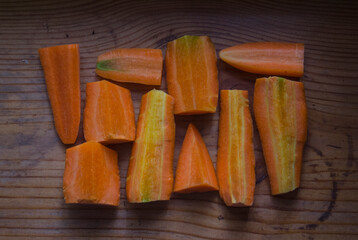 carrots on wooden background