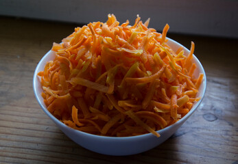 grated carrot in a bowl