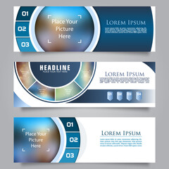 Modern Circle Style Banner Template Design. Multimedia Banner Template with Option Button and Blank Space for Pictures