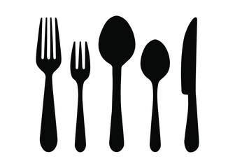 Vector cutlery set. Spoon, fork, knife. Flat style design.