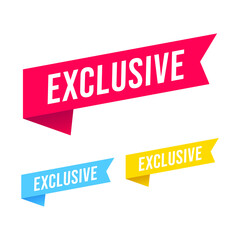 Banner ribbon exclusive set. Vector illustration.