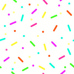 colorful confetti seamless pattern on white background.