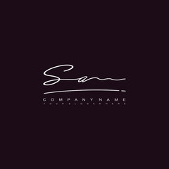 Obraz premium SA initials signature logo. Handwriting logo vector templates. Hand drawn Calligraphy lettering Vector illustration. 