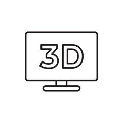 3D TV icon vector. Television sign
