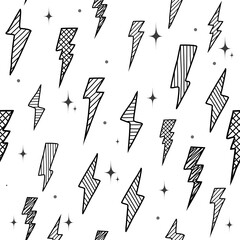 Thunder seamless pattern on white background.