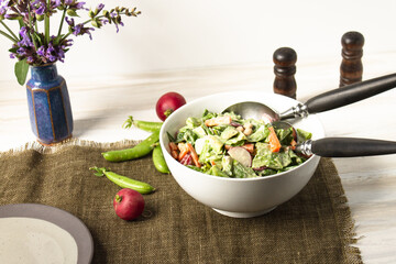 Avocado chopped salad with chickpeas