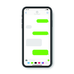 Moder smartphone with messenger chat screen. Social network, chatting and messaging concept. Vector illustration.