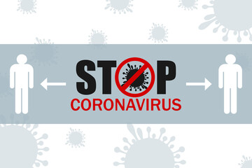 Fototapeta na wymiar Stop Covid-19 Sign & Symbol, Illustration concept of coronavirus COVID-19. Social distance