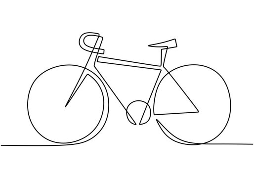 One Line Drawing or Continuous Line Art of classic bicycle vector illustration. Hand drawing business concept sketch of bike a traditional transportation. Healthy lifestyle minimalist style