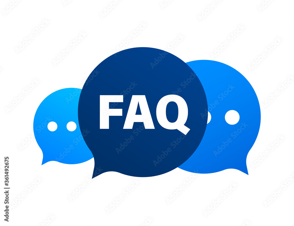 Poster frequently asked questions faq banner. computer with question icons. vector illustration.