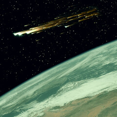Earth and comet. The elements of this image furnished by NASA.