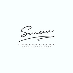 SU initials signature logo. Handwriting logo vector templates. Hand drawn Calligraphy lettering Vector illustration.
