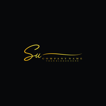 SU initials signature logo. Handwriting logo vector templates. Hand drawn Calligraphy lettering Vector illustration.
