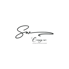 Obraz premium SW initials signature logo. Handwriting logo vector templates. Hand drawn Calligraphy lettering Vector illustration. 