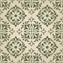 Seamless Damask pattern. Majolica pottery tile  azulejo, original traditional Portuguese and Spain decor. Seamless pattern with Victorian motives. Vector illustration.