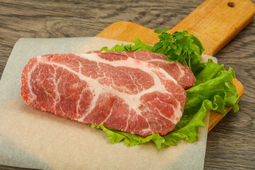 Raw pork meat neck steack