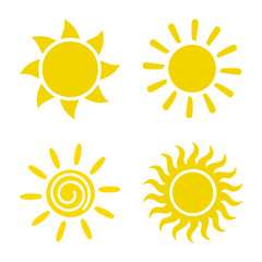 Sun icon set vector isolated. Sun flat vector icons pack. sun logo design inspiration