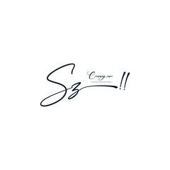 SZ initials signature logo. Handwriting logo vector templates. Hand drawn Calligraphy lettering Vector illustration.
