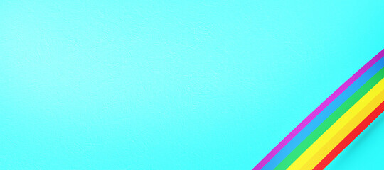 Lgbt ribbon on blue background. Homesexuality, lesbian and gay symbol. 3d rendering.