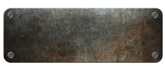 Old steel plaque on rust metal background 3d illustration.