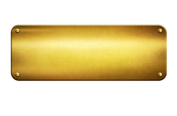 Gold metal plate with space for your text isolated on white background 3D illustration.