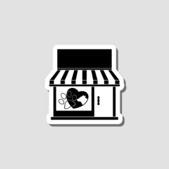 Pet shop sticker icon isolated on gray background