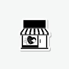 Pet shop sticker icon isolated on gray background